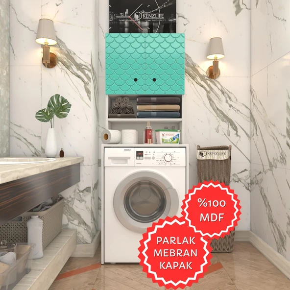 Kenzlife membran çamaşır makinesi dolabı hayzum trkbyz petek 180*66*55 mebran kapak MDF gövde