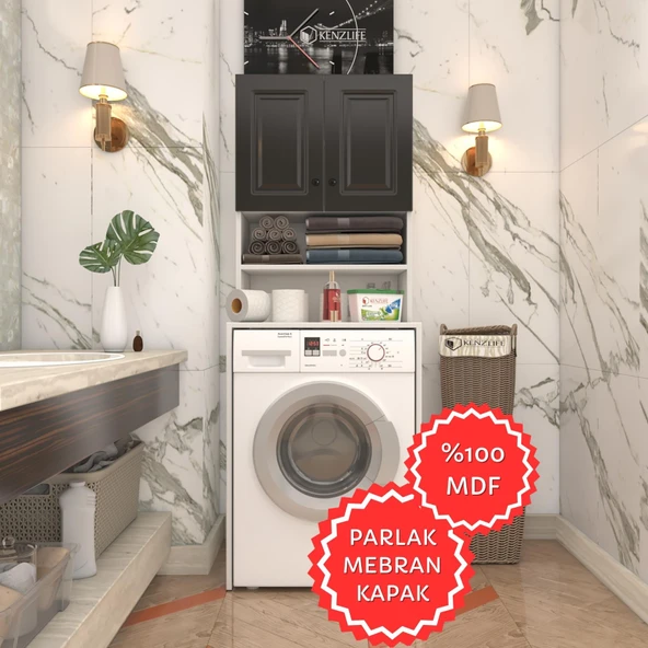 Kenzlife membran çamaşır makinesi dolabı hayzum syhbyz çerçeve 180*66*55 mebran kapak MDF gövde