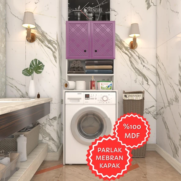 Kenzlife membran çamaşır makinesi dolabı hayzum llabyz hasır 180*66*55 mebran kapak MDF gövde