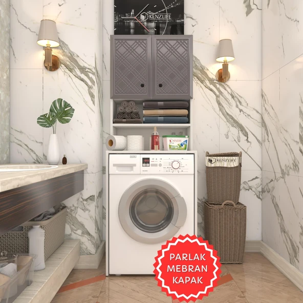 Kenzlife membran çamaşır makinesi dolabı hayzum gribyz hasır 180*66*55 mebran kapak suntalam gövde ürün görseli
