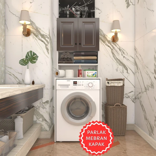 Kenzlife membran çamaşır makinesi dolabı hayzum khvbyz çerçeve 180*66*55 mebran kapak suntalam gövde ürün görseli