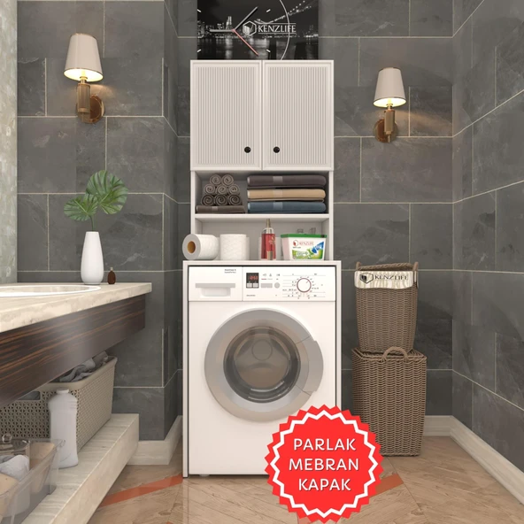 Kenzlife membran çamaşır makinesi dolabı hayzum byzbyz inceince 180*66*55 mebran kapak suntalam gövde