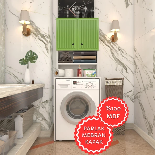 Kenzlife membran çamaşır makinesi dolabı hayzum yşlbyz inceince 180*66*55 mebran kapak MDF gövde