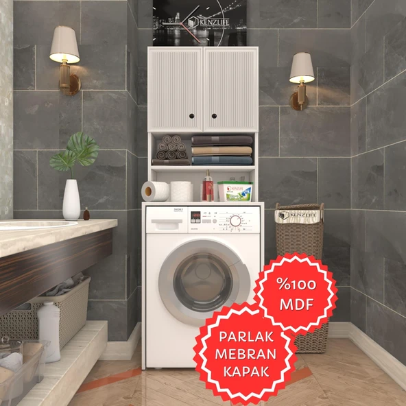 Kenzlife membran çamaşır makinesi dolabı hayzum byzbyz inceince 180*66*55 mebran kapak MDF gövde