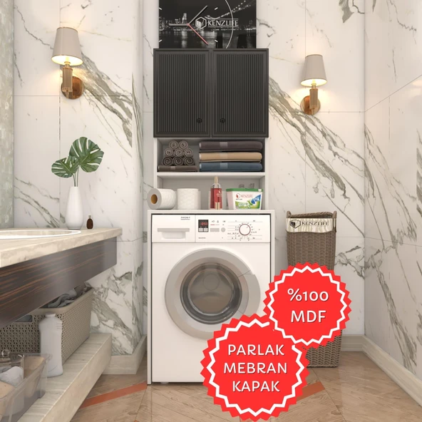 Kenzlife membran çamaşır makinesi dolabı hayzum syhbyz inceince 180*66*55 mebran kapak MDF gövde