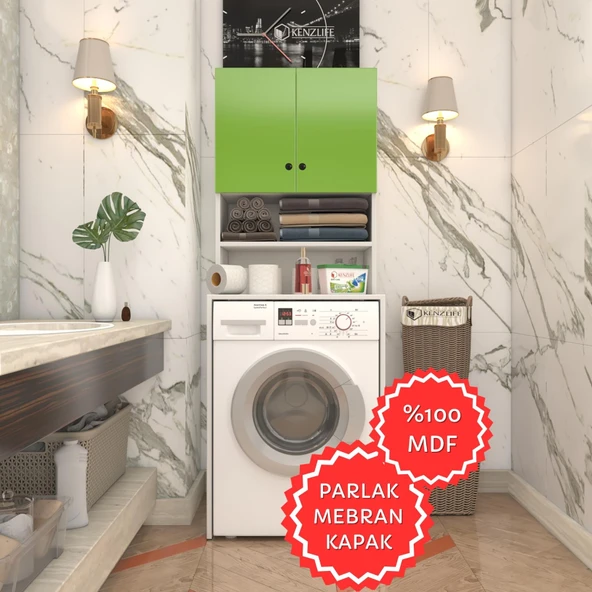 Kenzlife membran çamaşır makinesi dolabı hayzum yşlbyz düz 180*66*55 mebran kapak MDF gövde