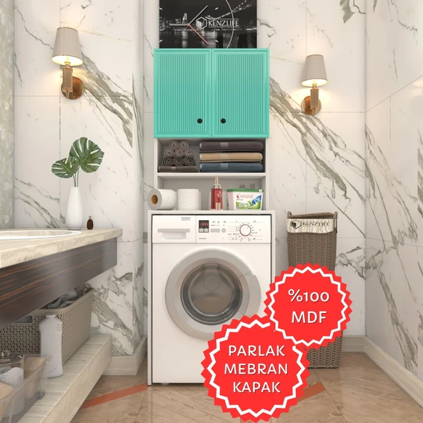 Kenzlife membran çamaşır makinesi dolabı hayzum trkbyz inceince 180*66*55 mebran kapak MDF gövde