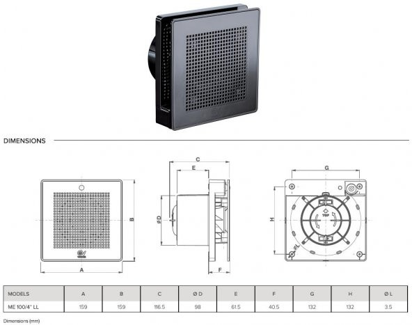 Vortice Punto Evo Gold Nero Black Mimari Uygulama İdeal Tasarım Kesintisiz Çalışma Havalandırma Fanı Banyo Mutfak AGMair Agm - 3