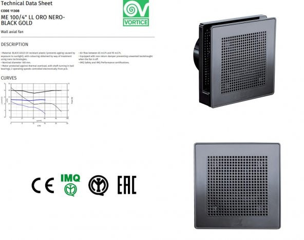 Vortice Punto Evo Gold Nero Black Mimari Uygulama İdeal Tasarım Kesintisiz Çalışma Havalandırma Fanı Banyo Mutfak AGMair Agm - 5
