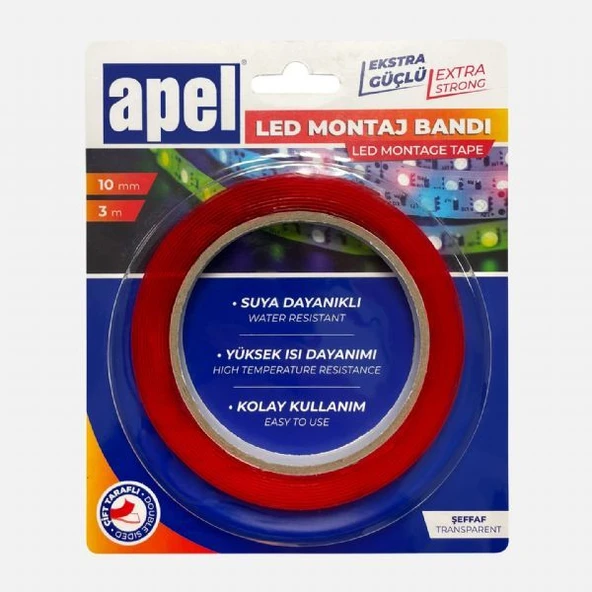 Apel Çift Taraflı Şeffaf Silikon Bant Led Bandı  10mm x 3m