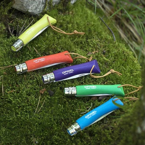 Katlanır Cep Çakısı - Opinel - Gürgen Ağacı Sap - Mor - No:7 - Resim 4