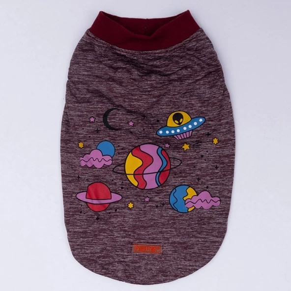 PawStar Bordo Space Time T-Shirt Küçük Irk - Resim 4