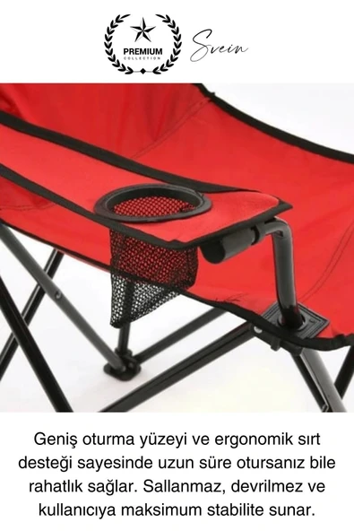 120 Kg Kapasiteli Su Geçirmez Kolay Silinebilir Katlanabilen Çantalı Askılı Kamp Piknik Sandalyesi - 5