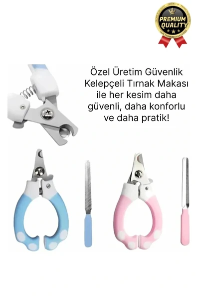 Premium Çelik Uçlu Güvenlik Kelepçeli Kilitli Kedi Köpek Evcil Hayvan Tırnak Makası Ve Törpü Seti - 2