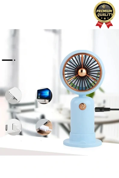 Özel Üretim Taşınabilir Usb Şarjlı Sessiz 2 Kademeli Serinletici Tutmalı Masa El Fanı Vantilatör - 4
