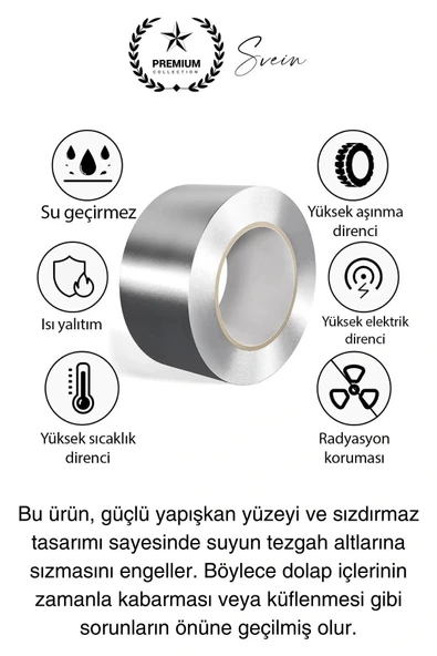 20 Mt Parlak Metalik Gri Tezgah Lavabo Kenar Bandı Sızdırmaz Isıya Dayanıklı Bant Su İzolasyon 1 Ad. - 4