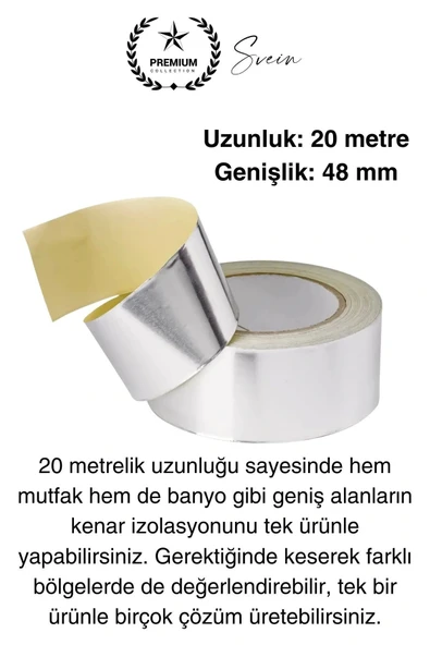 20 Mt Parlak Metalik Gri Tezgah Lavabo Kenar Bandı Sızdırmaz Isıya Dayanıklı Bant Su İzolasyon 2 Ad. - 3
