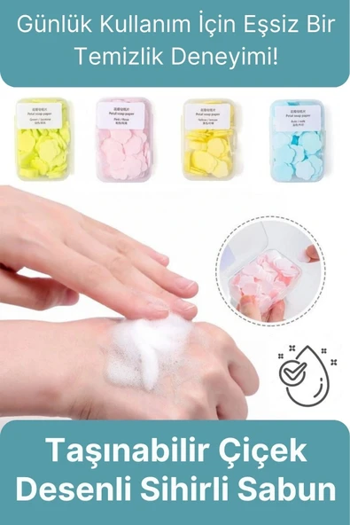 Mini Pratik Taşınabilir Dış Mekan Tuvalet Kullanımı Çeşitli Kokulu Çiçek Desenli Sihirli Cep Sabunu