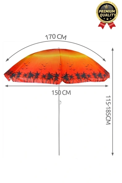 Dayanıklı Katlanabilir Fiber Tel Büyük Boy 170cm Deniz Bahçe Balkon Piknik Kamp Güneş Plaj Şemsiyesi - Resim 5
