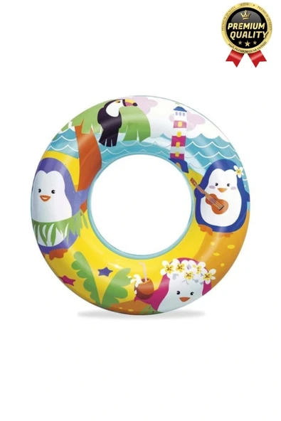 Premium Dayanıklı Güvenli 80 Kg 51 Cm Çocuk Eğlenceli Hayvanlar Desenli Deniz Havuz Yüzme Simidi - 2