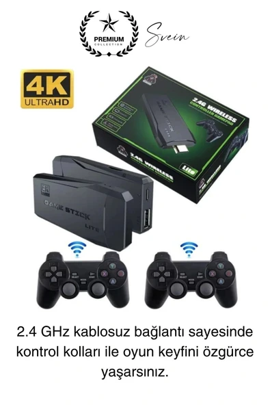 20000 Oyunlu 4K Tak Çalıştır 2.4g Uyumlu HDMI Kablosuz Çift Kol Konsol Game Stick Retro Atari - 3