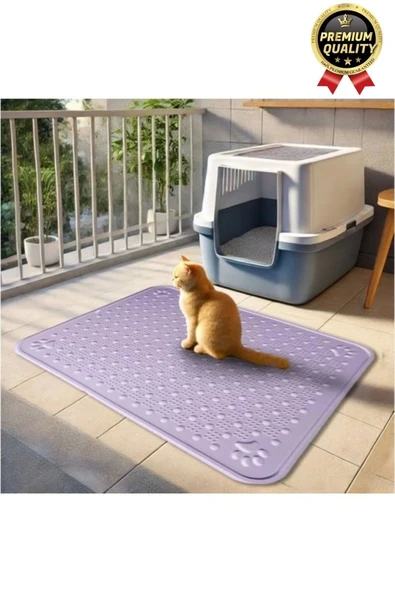 Premium Silinebilir Yıkanabilir Dayanıklı Kedi Köpek Evcil Hayvan Tuvalet Önü Mama Kabı Kum Paspası - 3