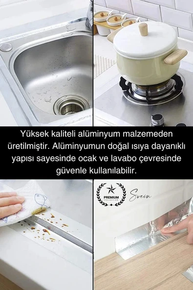 20 Mt Parlak Metalik Gri Tezgah Lavabo Kenar Bandı Sızdırmaz Isıya Dayanıklı Bant Su İzolasyon 2 Ad. - 2
