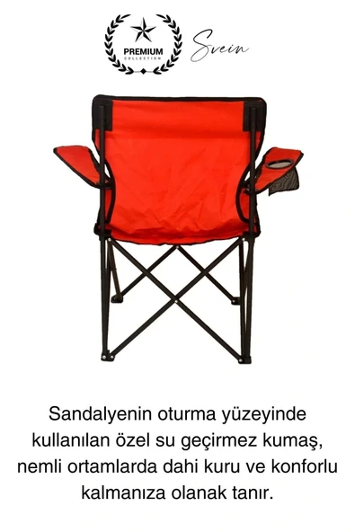 120 Kg Kapasiteli Su Geçirmez Kolay Silinebilir Katlanabilen Çantalı Askılı Kamp Piknik Sandalyesi - 3