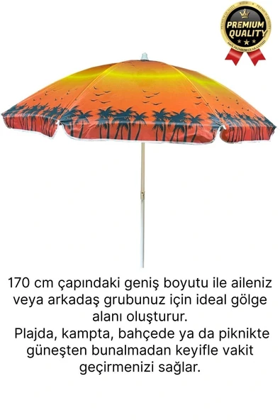 Dayanıklı Katlanabilir Fiber Tel Büyük Boy 170cm Deniz Bahçe Balkon Piknik Kamp Güneş Plaj Şemsiyesi - Resim 2