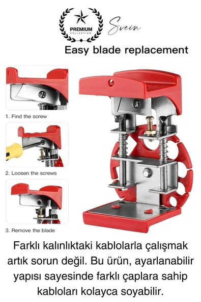 Premium Kompakt Tel Kablo Soyucu Sıyırıcı Cep Boyunda Elde Pratik Döner Koaksiyel Hafif Taşınabilir - 2
