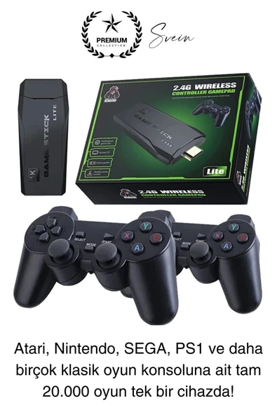 20000 Oyunlu 4K Tak Çalıştır 2.4g Uyumlu HDMI Kablosuz Çift Kol Konsol Game Stick Retro Atari - 4