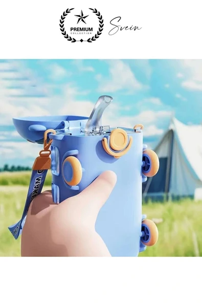 Özel Üretim Otobüs Şeklinde Pipetli Taşıma Askılı Sızdırmaz Kapaklı Çocuk Suluk Matara Okul Beslenme - 3