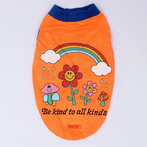 PawStar Neon Turuncu Be Kind T-Shirt Küçük Irk - Resim 4