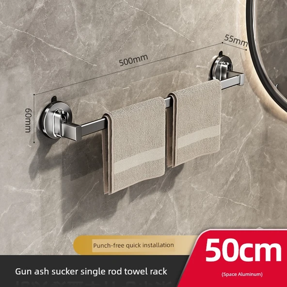 Vantuzlu Banyo Havluluk - Kalınlaştırılmış Kül Rengi - Tek Askılı 50cm