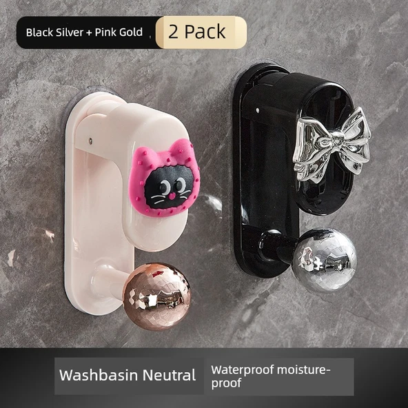 Deliksiz Banyo Saklama Rafı - Fiyonklar + Çilekli Kedi [2]