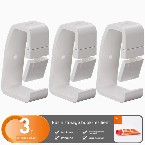 Deliksiz Mop Süpürge Tutucu - Beyaz Geri Tepmeli - 3'lü Paket