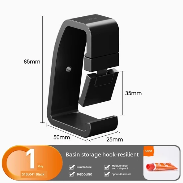 Deliksiz Mop Süpürge Tutucu - Siyah Geri Tepmeli - 1'li Paket