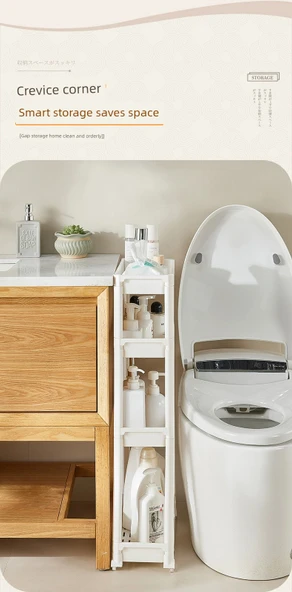 24.5cm Genişliğinde 2 Katlı Hareketli Klozet Boşluk Rafı - Süzgeçli ve Kalınlaştırılmış - Resim 8