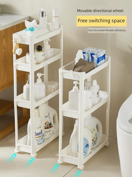 24.5cm Genişliğinde 2 Katlı Hareketli Klozet Boşluk Rafı - Süzgeçli ve Kalınlaştırılmış - Resim 3