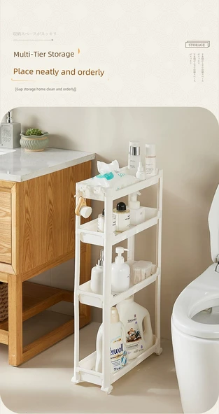 24.5cm Genişliğinde 2 Katlı Hareketli Klozet Boşluk Rafı - Süzgeçli ve Kalınlaştırılmış - Resim 10