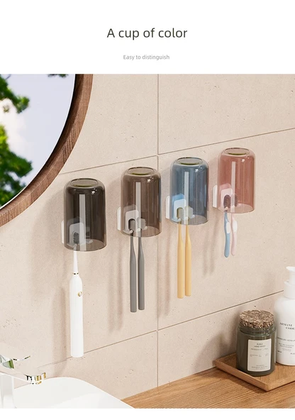 Duvara Monte Banyo Diş Fırçası Tutucu + Şeffaf Siyah Bardaklı - Resim 10