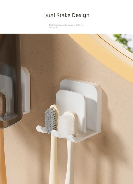 Duvara Monte Banyo Diş Fırçası Tutucu + Şeffaf Siyah Bardaklı - Resim 9