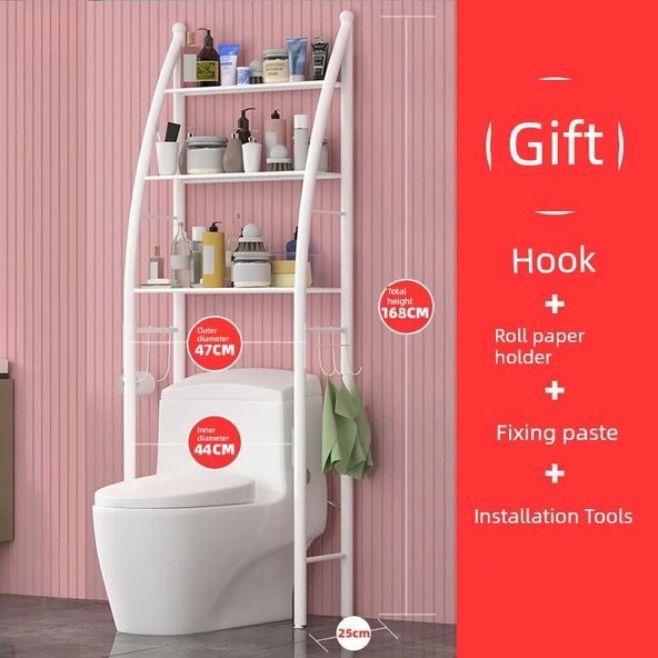 Metal Banyo Düzenleyici - Klozet Üstü Yelkenli Standı - Beyaz