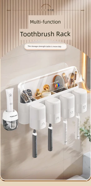 Duvara Monte Diş Fırçası Tutucu Seti - Üç Bardak [Gıda Sınıfı] - Resim 7