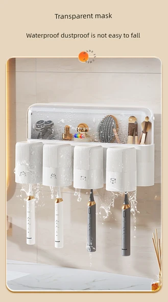 Duvara Monte Diş Fırçası Tutucu Seti - Üç Bardak [Gıda Sınıfı] - Resim 12