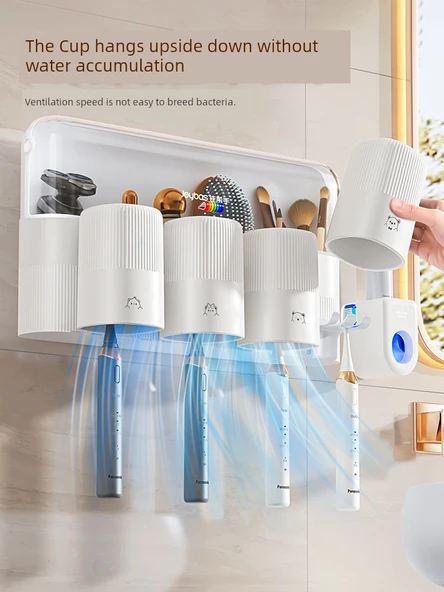 Duvara Monte Diş Fırçası Tutucu Seti - Üç Bardak [Gıda Sınıfı] - Resim 4