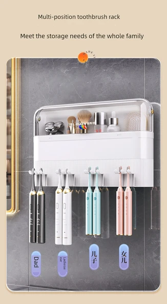 Duvara Monte Diş Fırçası Tutucu Seti - Üç Bardak [Gıda Sınıfı] - Resim 11