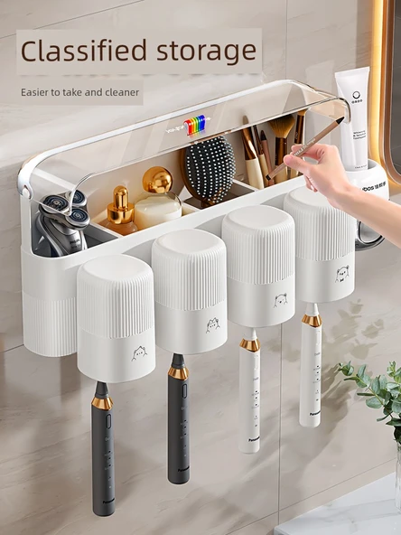 Duvara Monte Diş Fırçası Tutucu Seti - Üç Bardak [Gıda Sınıfı] - Resim 3