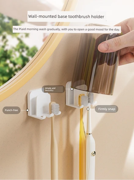 Duvara Monte Banyo Diş Fırçası Tutucu + Şeffaf Siyah Bardaklı - Resim 7