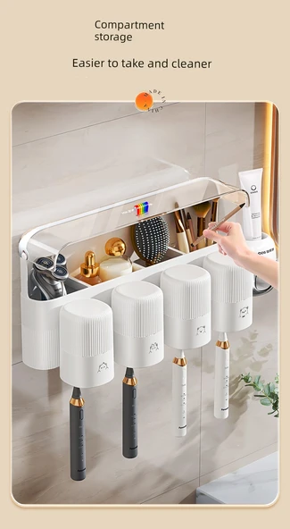 Duvara Monte Diş Fırçası Tutucu Seti - Üç Bardak [Gıda Sınıfı] - Resim 9